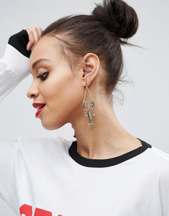 Asos Lobster Drop Earrings - Gold