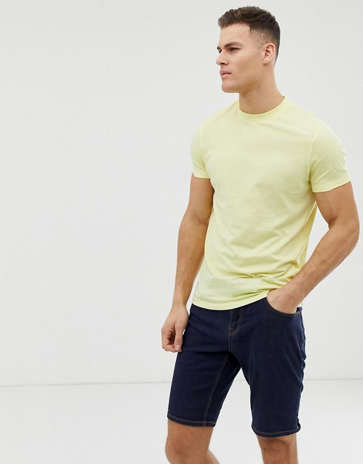 Asos Design Organic T-shirt With Crew Neck In Yellow - Yellow
