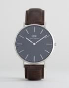 Daniel Wellington Classic Black York Leather Watch With Silver Dial 40