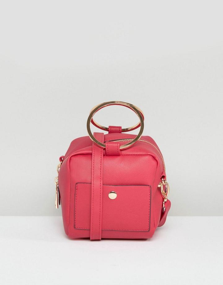 New Look Mini Cross Body Bag With Metal Handle - Pink