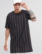 Weekday Stripe T-shirt Longline Black - Black