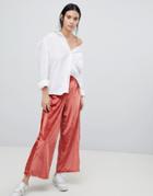 Asos Design Velvet Straight Leg Pants With Satin Side Stripe-pink