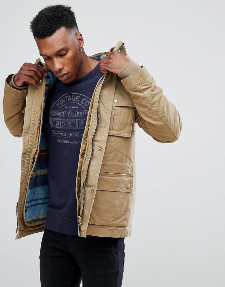 Jack & Jones Vintage Parka With Removable Quilted Jacket - Beige