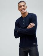 Abercrombie & Fitch Waffle Henley Long Sleeve Top In Navy - Navy