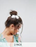 Asos Pack Of 2 Crochet Flower Hair Slides - White