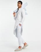 Asos Design Coordinating Skinny Linen Pants In Blue-blues