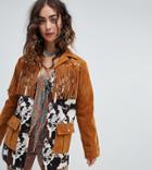 Sacred Hawk Faux Suede And Cowboy Jacket - Beige