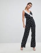Oh My Love Cami Jumpsuit With Frill Detail-black