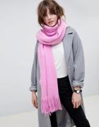 Asos Design Long Tassel Scarf In Supersoft Knit - Pink