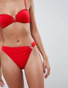 Prettylittlething Heart Bikini Bottoms - Red
