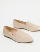 London Rebel Pointed Flat Loafers In Beige Mix-neutral