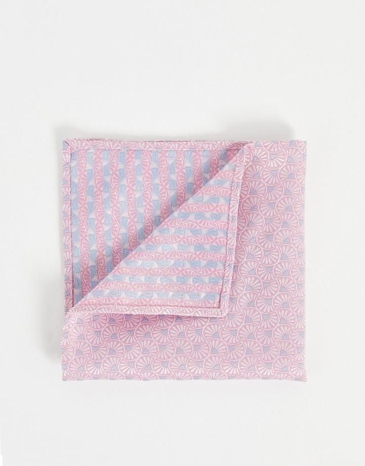 Asos Design Pocket Square In Retro Pink And Blue Pattern-multi