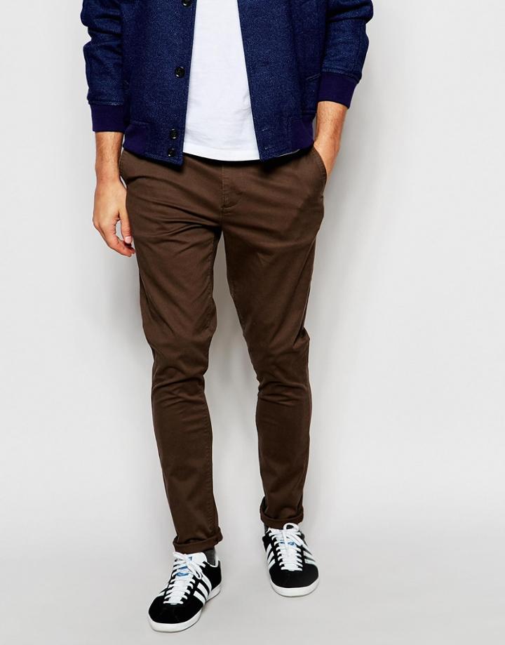Asos Super Skinny Chinos In Brown - Turkish Coffee
