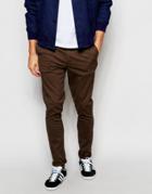 Asos Super Skinny Chinos In Brown - Turkish Coffee