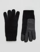 Dents Stirling Lambswool Glove With Leather Palm In Black - Black