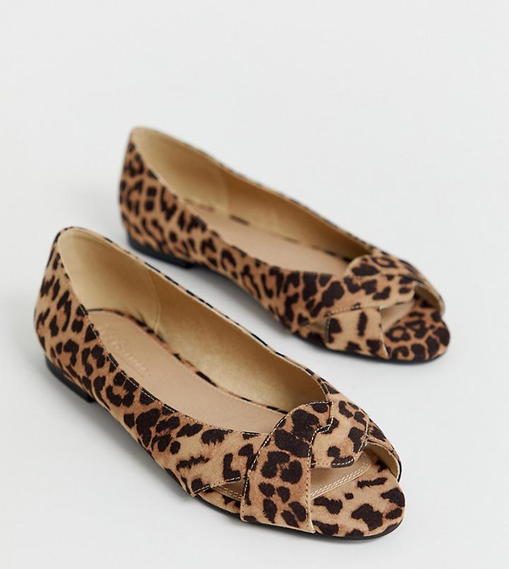 Asos Design Wide Fit Leadership Peeptoe Ballet Flats - Multi