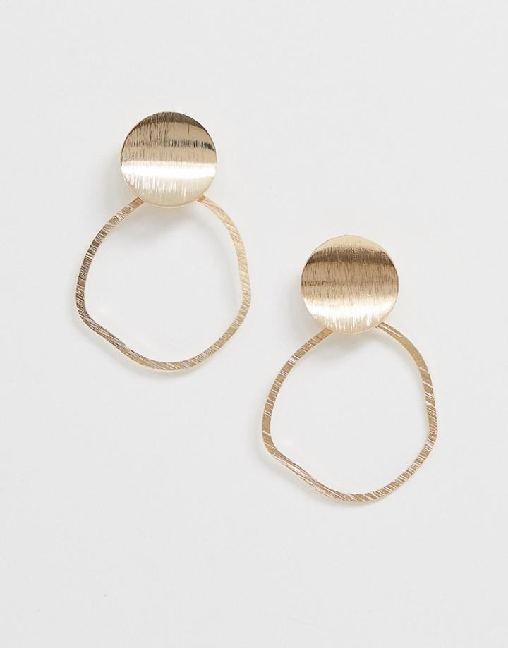 Nylon Double Circle Earrings - Gold