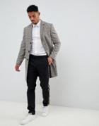 River Island Overcoat In Brown Check - Brown