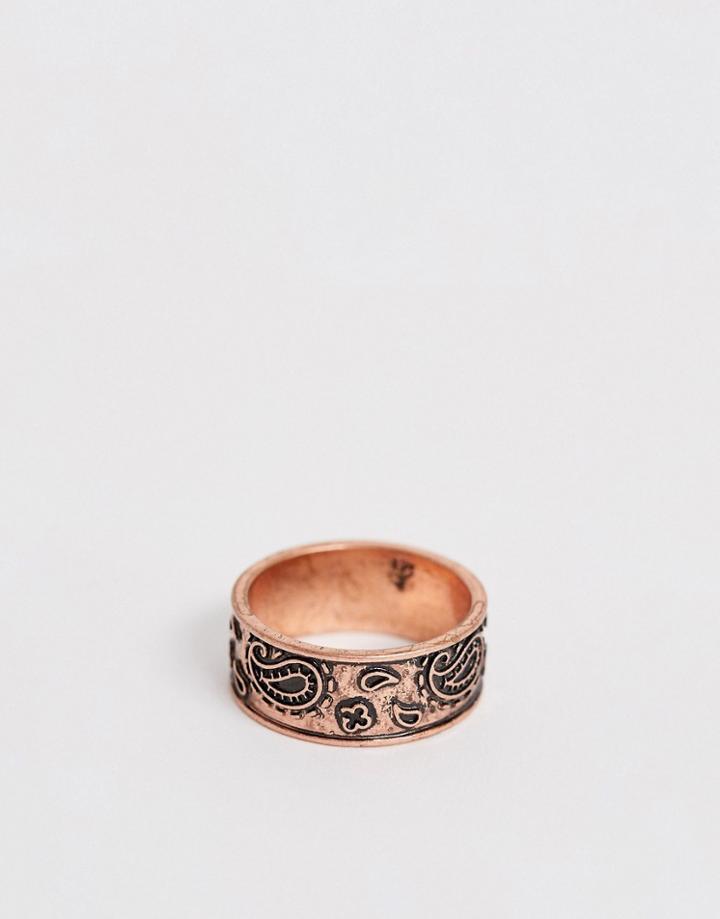 Classics 77 Geo-tribal Print Band Ring In Bronze-brown