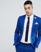Devil's Advocate Super Skinny Fit Plain Suit Jacket - Blue