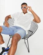 Asos Design Relaxed Camp Collar Polo T-shirt In White Mesh