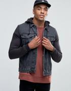 New Look Denim Jacket With Jersey Sleeves In Gray - Gray