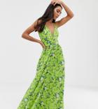 Asos Design Maxi Dress With Cami Straps And Cut Out Detail In Summer Floral Print - Multi