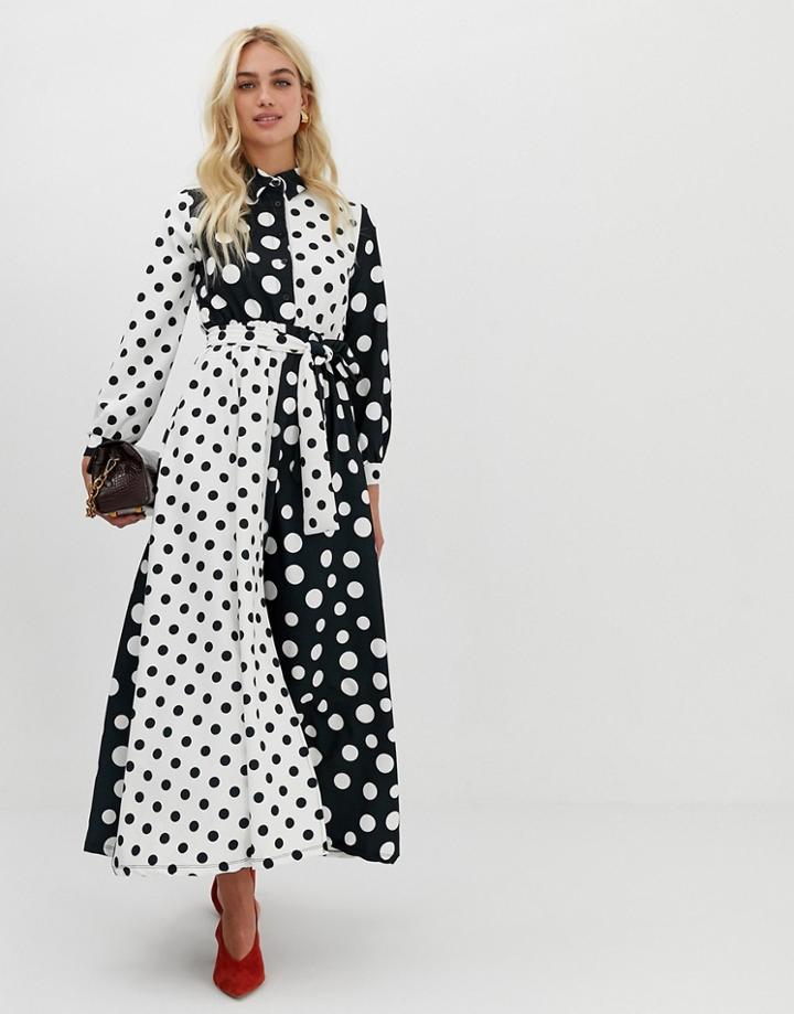 Zibi London Polka Dot Print Shirt Dress - Black