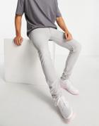 Topman Stretch Skinny Jeans In Light Gray-grey