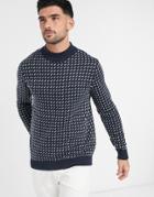 Selected Homme Sweater With High Neck In Navy Fleck