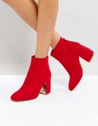 Stradivarius Block Heel Ankle Boot - Red