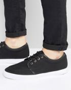 Asos Lace Up Sneakers In Black Canvas - Black
