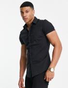 Asos Design Skinny Fit Shirt In Black