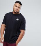 Good For Nothing Plus T-shirt In Black With Reflective Sleeve Stripe - Black