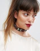 Asos Wide Embellished Bead Choker Necklace - Multi