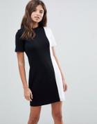 Asos T-shirt Dress In Mono Color Block - Multi