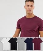 Asos Design 5 Pack T-shirt With Crew Neck Save