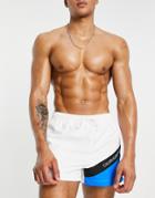 Calvin Klein Color Block Swim Shorts In Blue And White