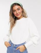 French Connection Balloon Sleeve Sweater In White