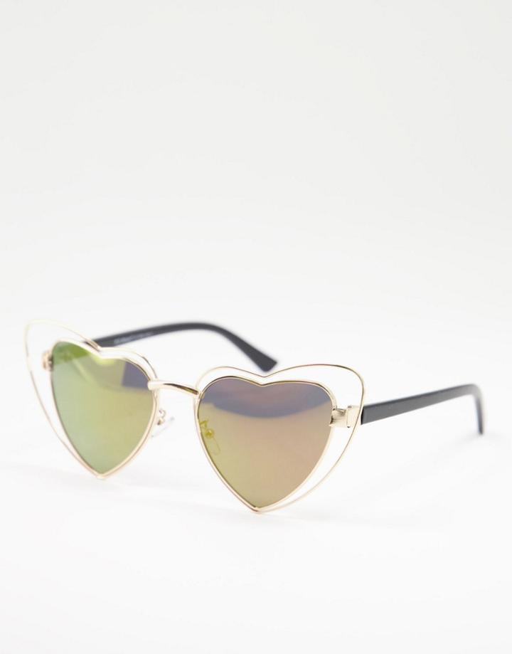 Aj Morgan Heart Sunglasses In Gold