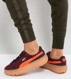 Puma Trace Platform Sneakers In Burgundy And Orange - Black