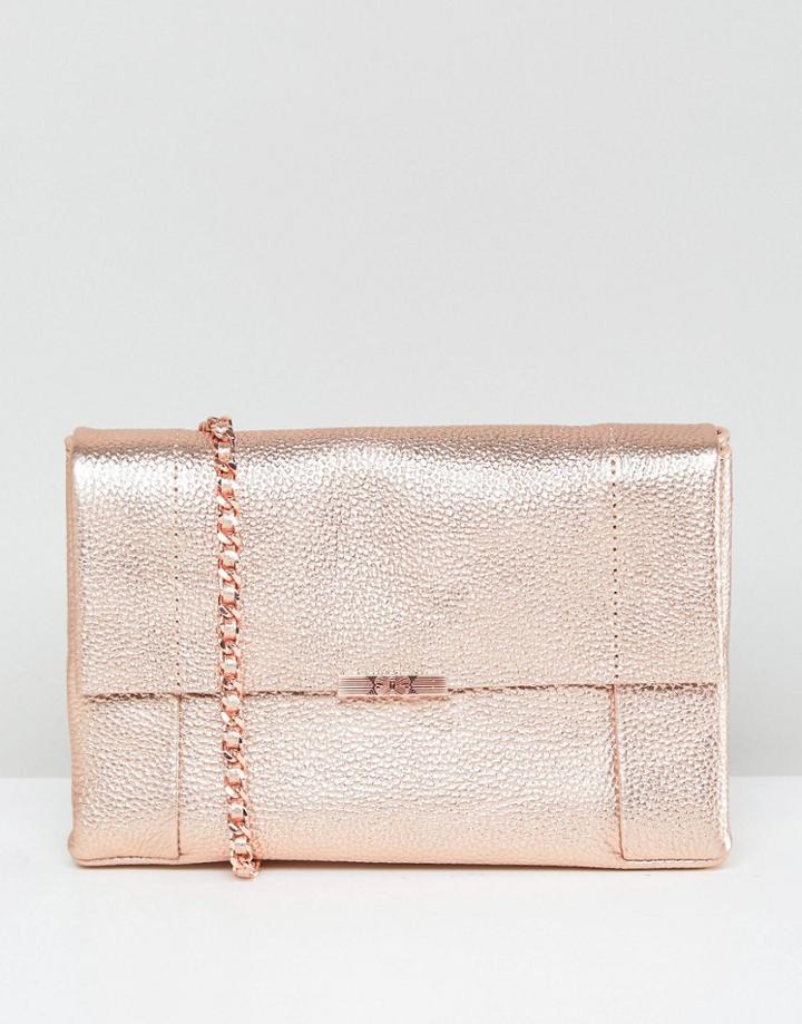 Ted Baker Cross Body Bag In Unlined Leather - Gold