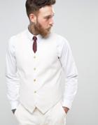 Devils Advocate Wedding Skinny Fit Cream Weave Vest - Cream