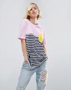 Asos T-shirt In Cutabout Stripe With Contrast Pocket - Multi