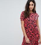 Prettylittlething Leopard Print Mini Dress - Red