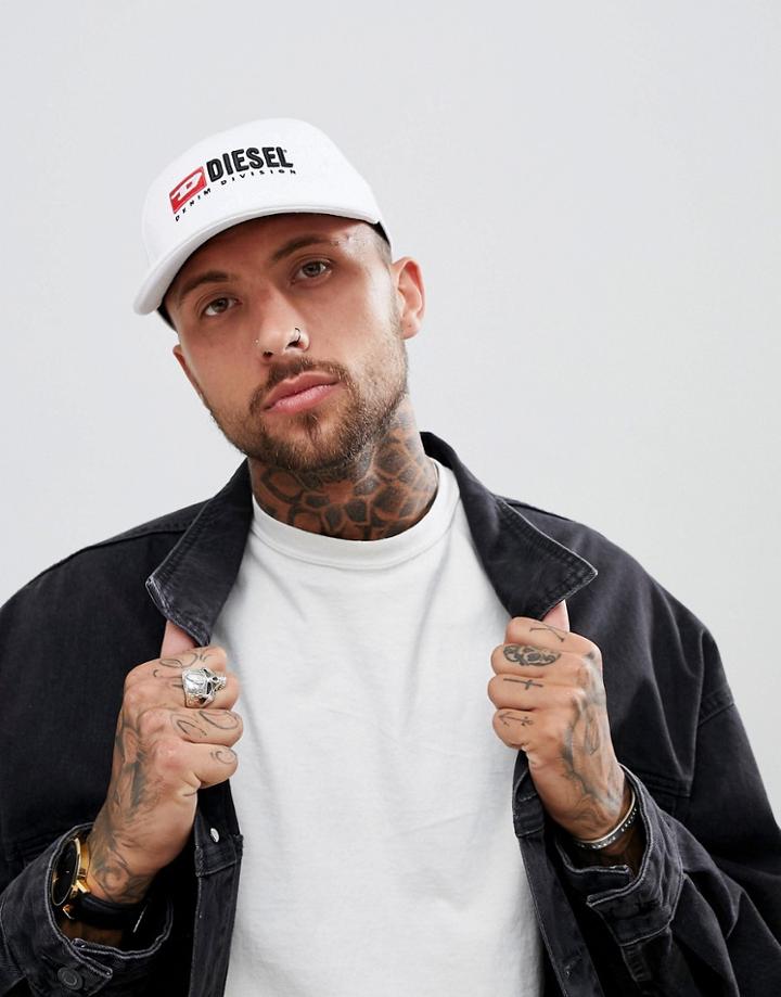 Diesel Retro Logo Cap - White