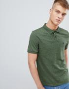 Original Penguin Chunky Rib Mouline Polo Slim Fit Embroidered Logo In Dark Green Marl - Green