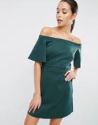 Asos Structured Off Shoulder Mini Dress - Green