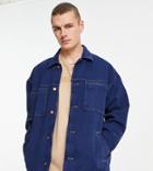 Reclaimed Vintage Inspired Denim Jacket In Blue With Pocket Detail-blues