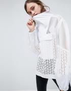 Asos Funnel Neck Jacket In Mesh And Lace - White